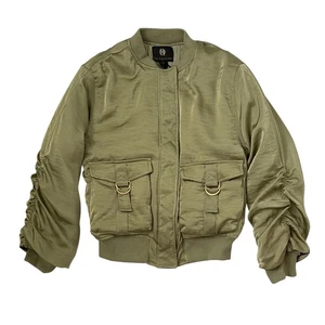 Neu mit Etikett House of Harlow 1960 Damen Bomberjacke - grün Satin - gesteppt - Größe S - Bild 1 von 6