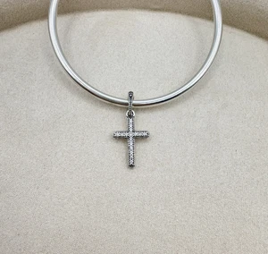 Pandora Sparkling Cross Pendant Charm Sterling Silver Clear CZ Stone Religion - Picture 1 of 11