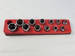 Used Snap-on 12pc 3/8" Drive SAE 6pt 1/4"-7/8" Shallow Socket Set w/ Magnet Tray - Picture 1 of 19