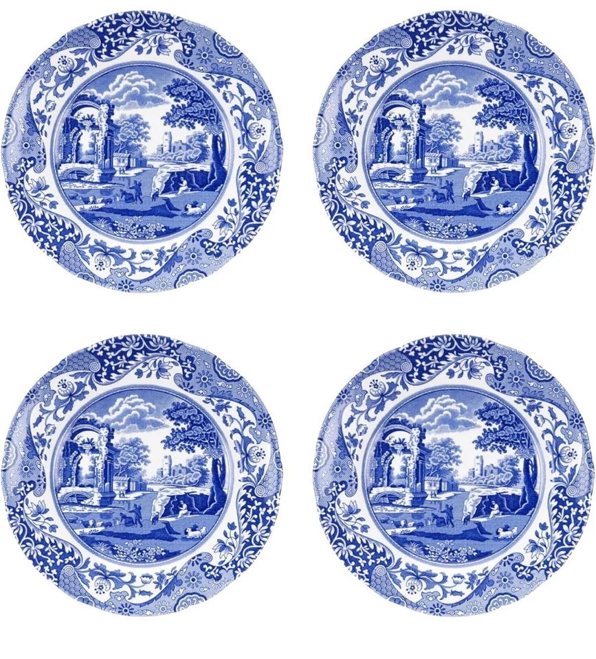 Prato de salada Spode azul italiano, conjunto de 4 - 7,25 pol. - máquina de lavar louça, cofre para micro-ondas - Imagem 1 de 4