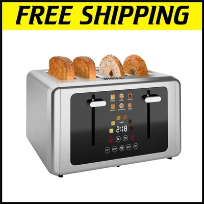 4 Slice Touch Screen Stainless Steel Toaster with 6 Shade Settings for Families - Image 1 of 4