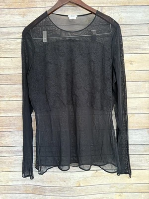 Top de manga larga de encaje negro transparente Wolford para mujer talla grande Foto 1 de 4