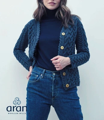 Aran Crafts Strickjacke %100 Merinowolle für Damen Größe L - Bild 1 von 4