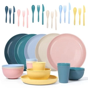 Wheat Straw Dinnerware Sets -36 Piece Unbreakable Dinnerware Sets for 6, Whea... - Picture 1 of 6