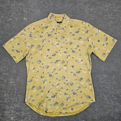 Camisa Reyn Spooner Para Hombres Pequeña Amarilla Hawaiana Aloha Floral Pez Botón Delantero Foto 1 de 4