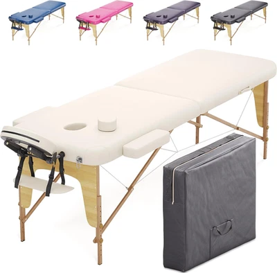 ® LETTINO DA MASSAGGIO 2 ZONE in LEGNO PORTATILE PESA SOLO 11,7 KG RICHIUDIBILE  - Immagine 1 di 4