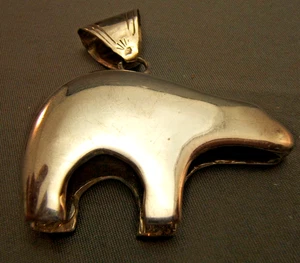 Navajo Native American GS Glen & Irene Sandoval Lg Sterling Silver Bear Pendant - Picture 1 of 6