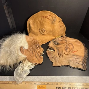 Lote de 3 máscaras de Halloween de goma vintage Don Post años 70, TOR y criaturas - Imagen 1 de 20