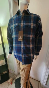 Camisa Ariat Para Hombres GRANDE Azul a Cuadros Ajuste Retro Franela A11 Acolchada Chaqueta Hannoch - Imagen 1 de 13