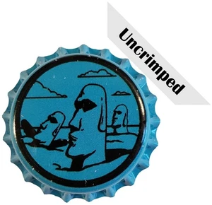 100 Blue Heads Home Brew Beer Bottle Crown Caps Easter Island Tiki Bar Decor - Picture 1 of 6