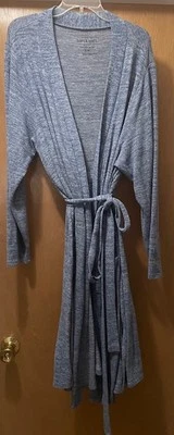 Pre-Owned Torrid Super Soft Plush 3/4 Blue Self-Tie Sleep Robe - Image 1 of 3