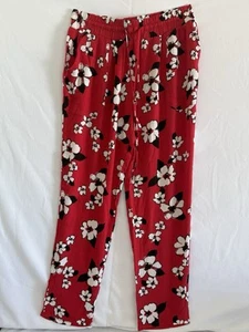 Rote geblümte Sommerhose Damen EU Größe 42 leicht kostenloser Versand - Bild 1 von 16
