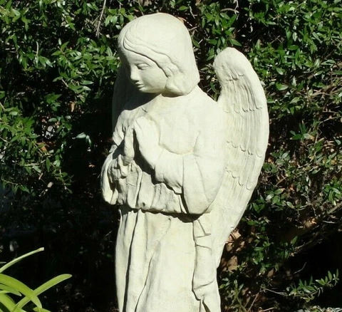 TALL VINTAGE PRAYING ANGEL STATUE Solid Cement Concrete Stone Outdoor Garden Art Cover