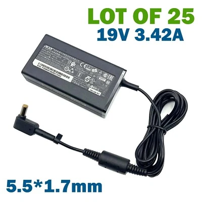 Lot of 25 Original Acer 65W AC Adapter 19V 3.42A 5.5x1.7mm Laptop Charger & Cord - Image 1 of 4