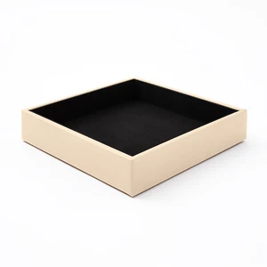 Leather Valet Tray Beige - Desk Tidy Organiser for Keys Coins Stationery - Picture 1 of 5