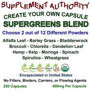Kelp - Moringa - Spinach - Spirulina - Wheatgrass - CREATE YOUR OWN CAPSULE! - Picture 1 of 1