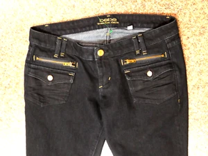 New Bebe Blue Jeans Zippered pockets & leg Actual:  W32 L29 Size 30 Cotton: 98% - Picture 1 of 10