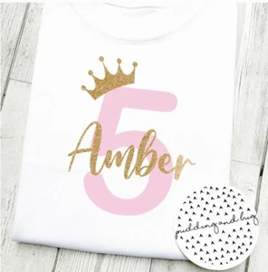 Camiseta personalizada 5 cumpleaños niñas, soy cinco princesa número top - Imagen 1 de 1