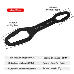 Self-Tightening Double-Headed Adjustable Torx Wrench 8-22mm Chrome Vanadium - Picture 1 of 13