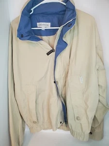 london fog khaki jacket with hood that pins up l large - Picture 1 of 5