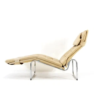 Retro Vintage Christer Blomquist Ikea Chrome Chaise Lounge Chair Lounger Danish - Picture 1 of 1