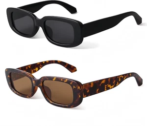 Rectangle Sunglasses for Women Retro Driving Glasses 90’S Vintage Fashion Narrow - Picture 1 of 12
