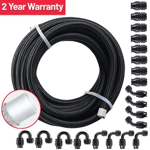 6AN/8AN/10AN Nylon Braided PTFE Fuel Line 10FT 16FT 20FT with Hose Fitting Kit - Picture 1 of 21