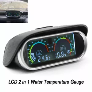 Car LCD 2 in 1 Car Truck Water Temperature Gauge Meter Voltmeter Voltage Gauge - Picture 1 of 12