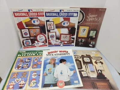 Vintage Cross Stitch Pattern Booklets Looney Tunes Baseball Sports Christmas... - Image 1 of 4