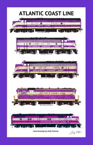 Poster Atlantic Coast Line Viola 11"x17" in 12" x 18" opaco firmato Andy Fletcher - Foto 1 di 1