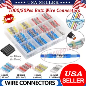 1000-100X Solder Sleeve Seal Heat Shrink Butt Wire Waterproof Connector Terminal - Picture 1 of 34