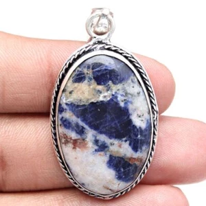 Pendant Sodalite Gemstone Gift For Her Silver Jewelry 2" - Picture 1 of 7