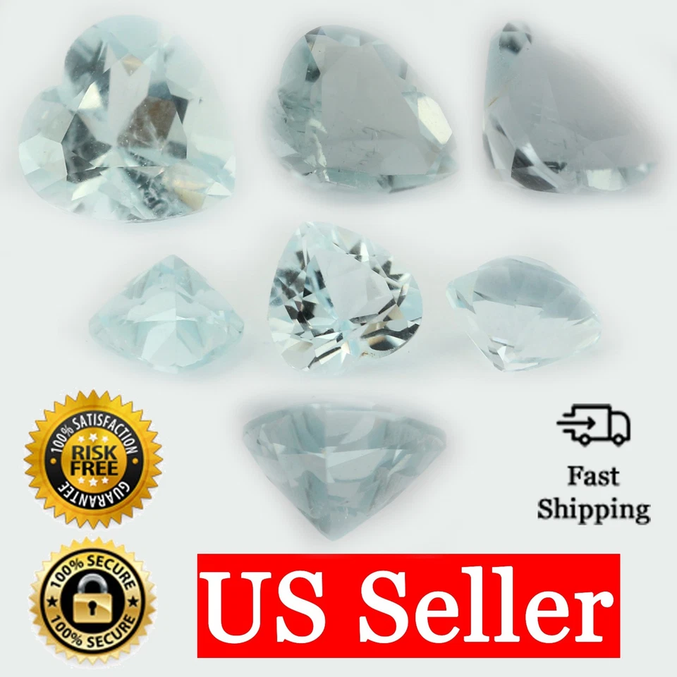 宽松心形切割正品海蓝宝石黄玉石单蓝色诞生石 — 第 1/1 张图片