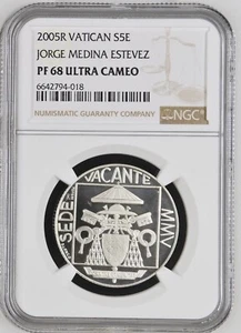 VATICAN coin 5 Euro 2005 Sede Vacante NGC PF 68 Ultra Cameo - Picture 1 of 2