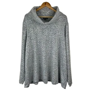 Lane Bryant Pullover Silber Pailletten verziert Wasserfallausschnitt Übergröße 26 / 28 - Bild 1 von 8