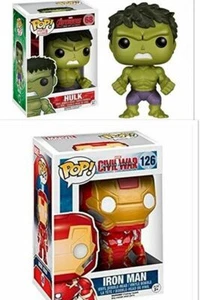 2pcs Funko: Marvel Avengers 2 Hulk and Captain America:Civil War Iron Man Bobble - Picture 1 of 5