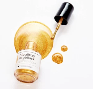 Nagellack gold glitzer bioglitzer base glitter party festival bioabbaubar - Bild 1 von 9