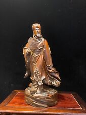 Chinese Boxwood Wood Hand Carved Zhuge Liang Statue 仿古黄杨木.诸葛亮6043