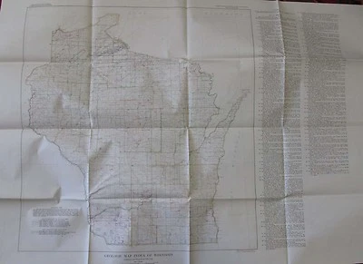 Mapa Geológico Plegado Geología Índice Wisconsin Green Bay LaCrosse Milwaukee 1953 Foto 1 de 4