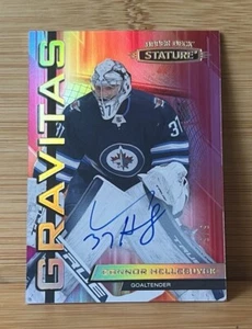 2021-22 Upper Deck Stature Gravitas Pink Auto #/5 - Connor Hellebuyck - Jets - Picture 1 of 2