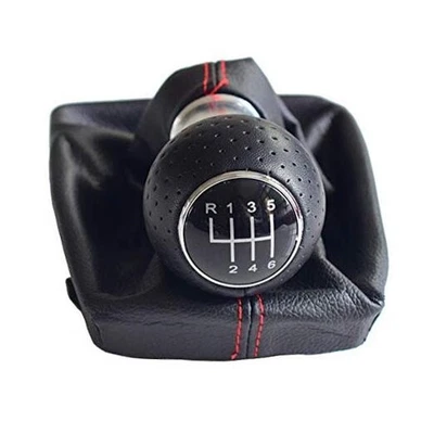 Cubierta de perilla de cambio de marchas manual de 6 velocidades de cuero PU cubierta de arranque antipolvo para Audi A4 B6  Foto 1 de 4