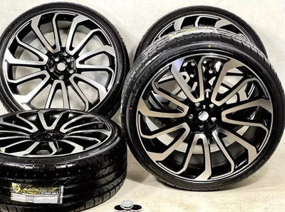 24x10 AUTOBIOGRAPHY WHEELS BLACK MACHINE RIMS TIRES RANGE ROVER HSE SPORT 5x120 - Image 1 of 4