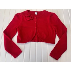 NWOT Janie & Jack Red Cropped Cardigan Flowers - Size Girl's 6 - Picture 1 of 5