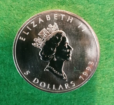 canada 5 dollars maple leaf, 1993, 0,999 Silber - Bild 1 von 2
