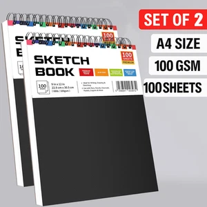 2 x A4 Sketch Pad White Paper Artist Craft Doodling Sketching Drawing Book - Picture 1 of 10