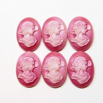 8 Винтажный розовый над розовый красный 25 x 18 мм викторианской женщины w/шляпа смолы камеи кабошон - Изображение 1 из 4