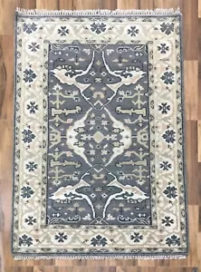 Handmade Oriental Rug 4X6 Feet Oushak Carpet for Living Room Pure Wool Pastel - Picture 1 of 10