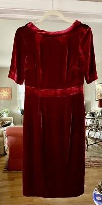 Vestido Vaina BODEN Rojo Oscuro Terciopelo Talla US 4 UK 8 Excelente Foto 1 de 3