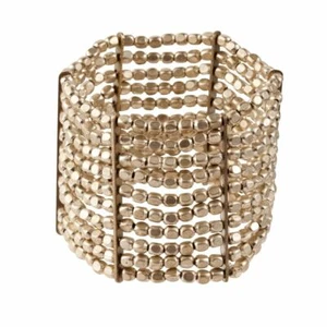 81stgeneration Silver Bracelet Brass Beaded Bead Extra Wide Stretch Warrior - Imagen 1 de 3