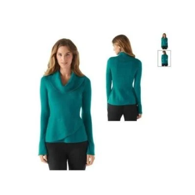 New White House Black Market Crowl Neck Slim look Sweater Solid Gray Green S M - Image 1 of 2